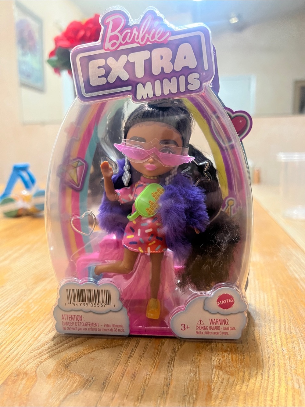 Barbie Extra Minis Doll in Purple Coat with Pink Sunglasses